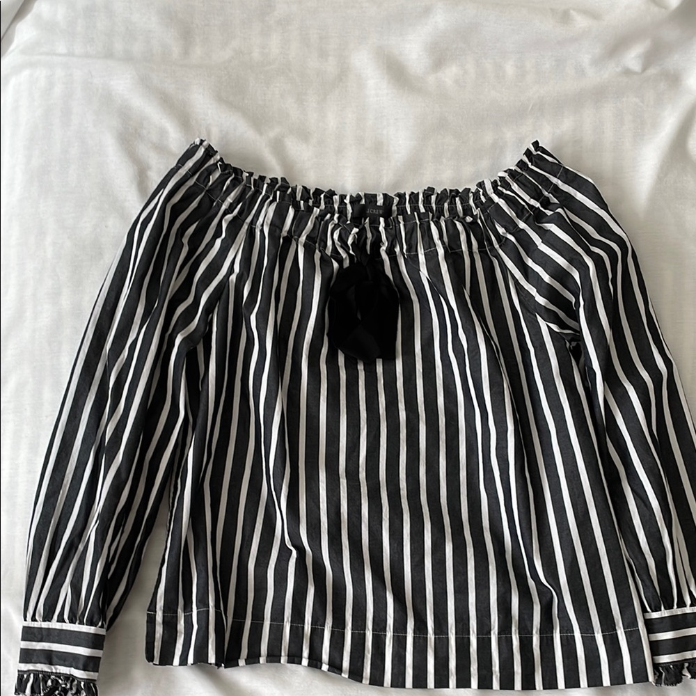 J. Crew Black and White Striped Top